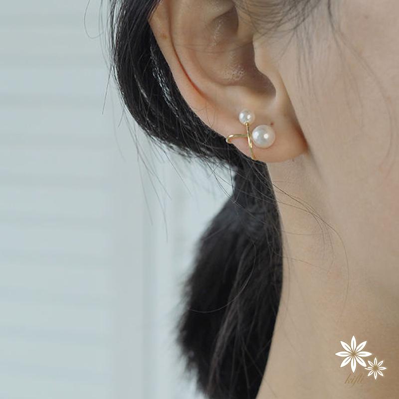 【kifli】 Khuyên Tai Dạng Kẹp Đính Hạt Ngọc Trai Đôi Cao Cấp Không Cần Xỏ Lỗ Tai Đơn Giản