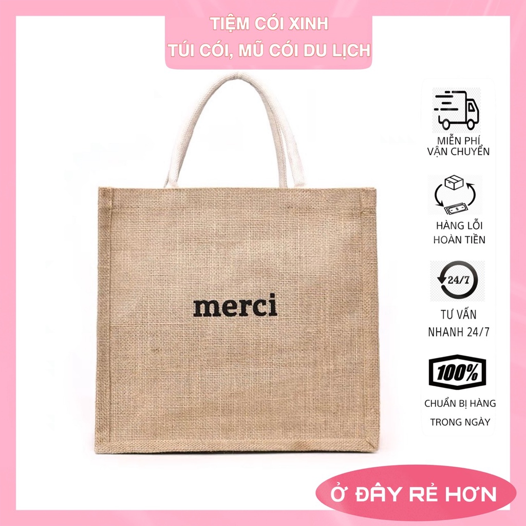 Túi Cói Đi Biển Vintage Merci Hotrend