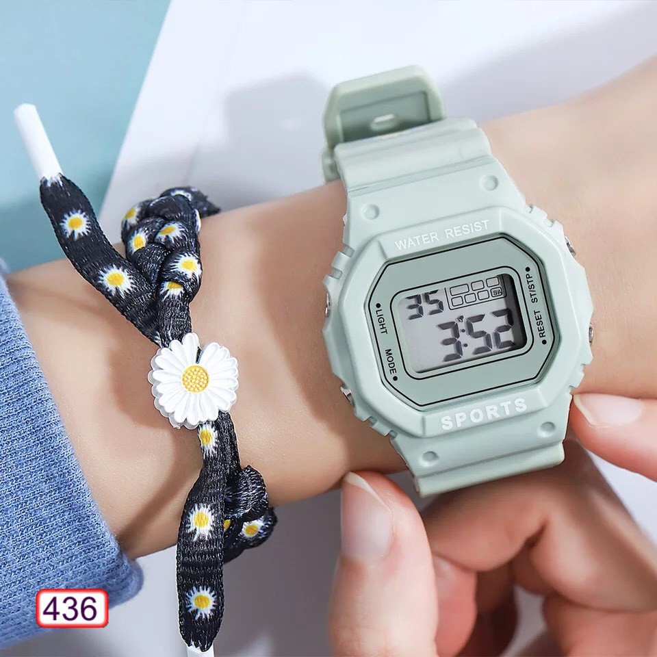 ĐỒNG HỒ THỂ THAO NAM NỮ SPPORT WATCH D377B MẶT VUÔNG SIÊU ĐẸP