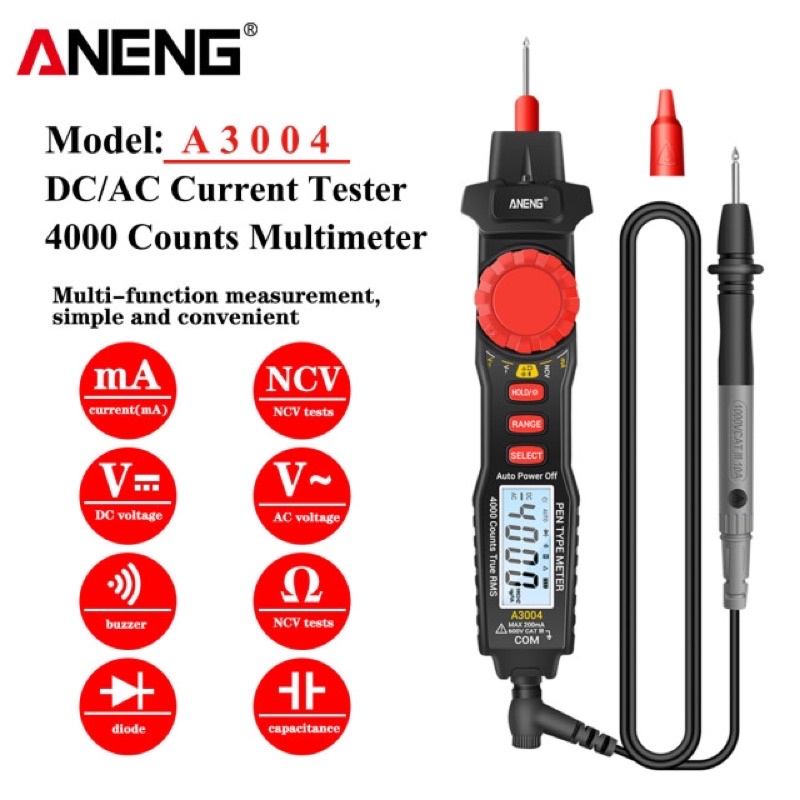 Bút Đa Năng ANENG A3004 Loại Kỹ Thuật Số Vạn Năng, Công Cụ Kiểm Tra Liên Tục Điốt Điện Dung Điện Trở Điện Áp