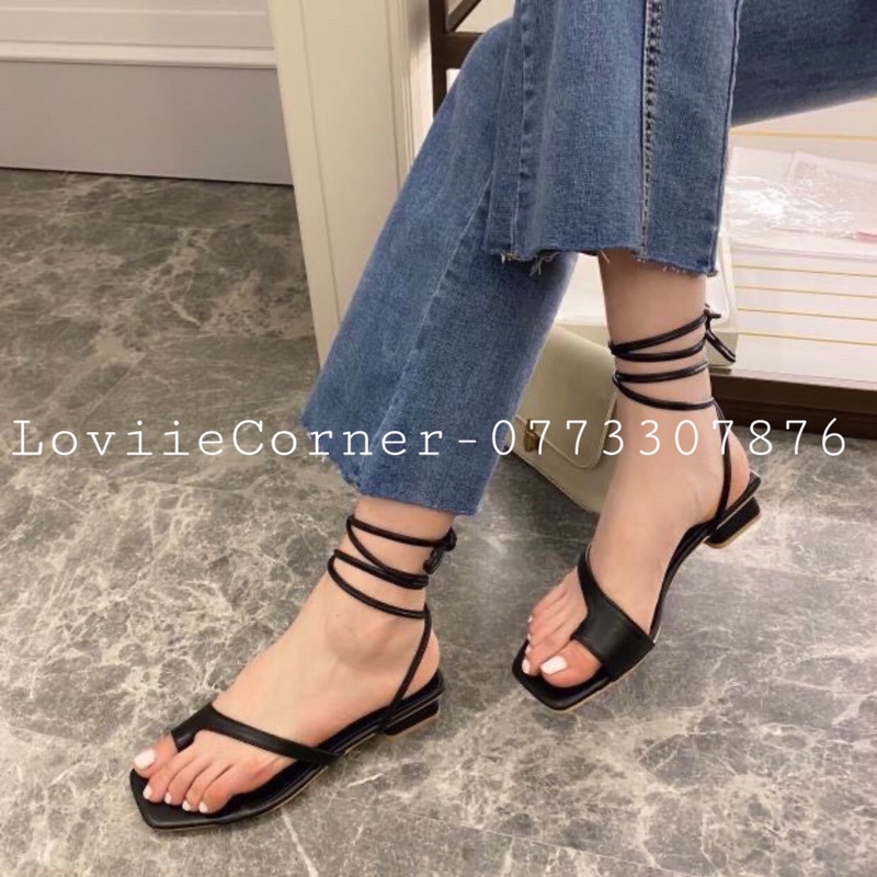 SANDAL NỮ XỎ NGÓN LOVIIECORNER - SANDAL CAO GÓT ĐẾ VUÔNG 3CM - SANDAL NỮ QUAI MẢNH XỎ NGÓN CHIẾN BINH S210703