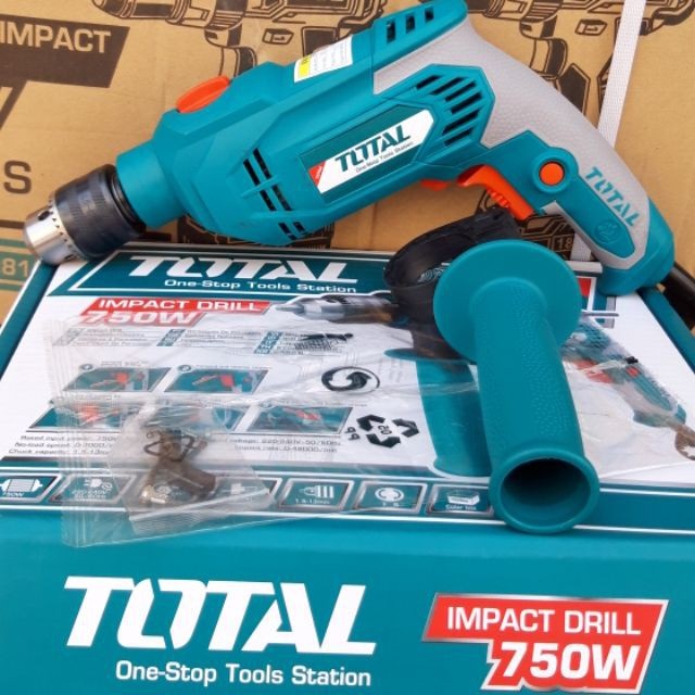 Máy khoan búa TOTAL TG108136 750W công tắc đảo chiều - có khoan động lực - 2 chức năng búa