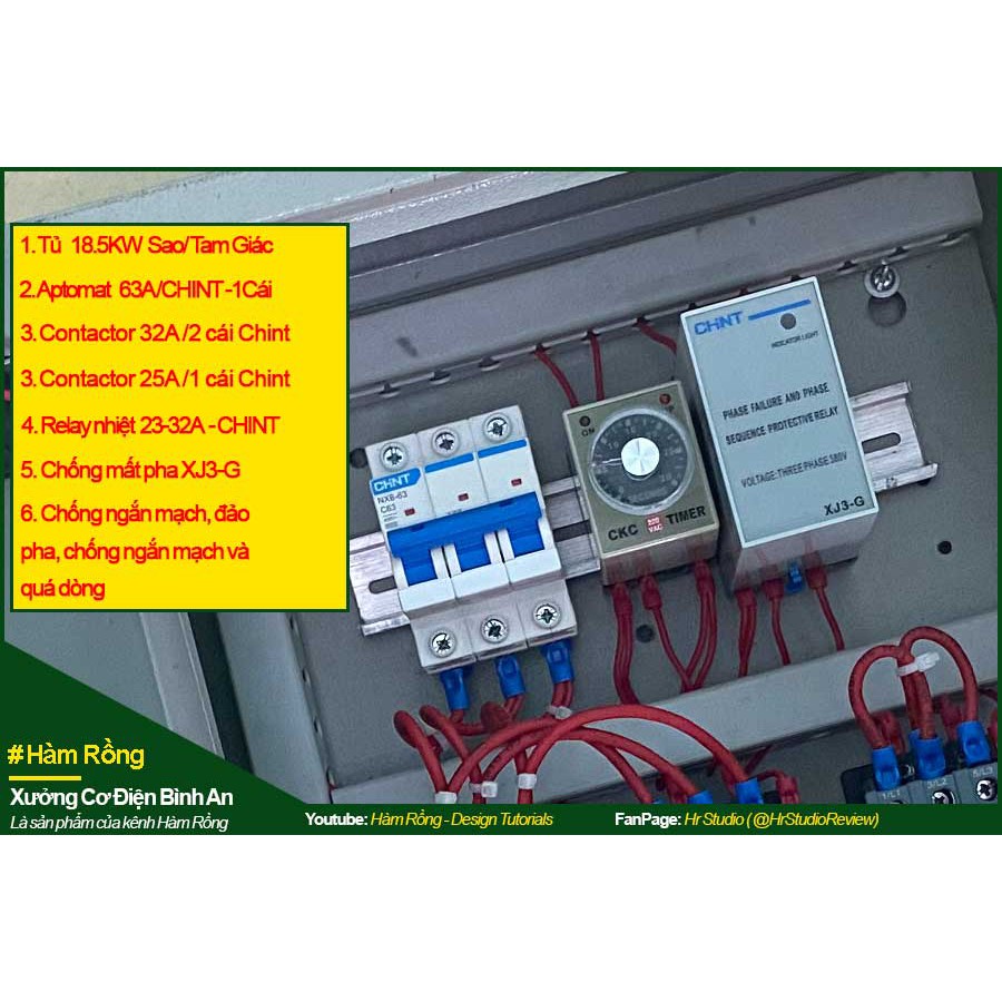 Tủ điều khiển bật tắt sao tam giác công suất 18.5KW bảo vệ ngắn mạch, đảo pha và quá dòng chính hãng CHINT