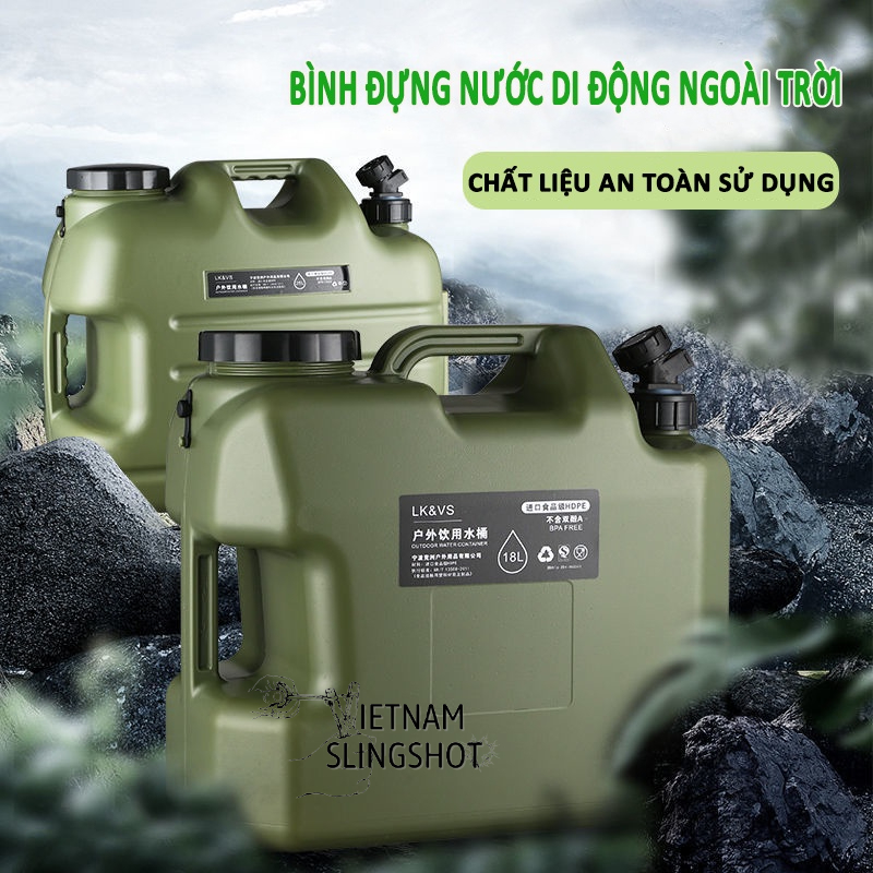 Bình đựng nước cắm trại du lịch dã ngoại di động ngoài trời, có van khóa, có vòi nối dài tiện lợi - DCP9