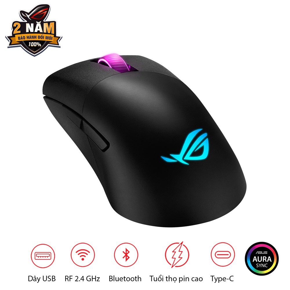 [Tặng Miếng Lót Chuột] Chuột Gaming ASUS ROG Keris Wireless | 2.4 GHz | Bluetooth | Đen