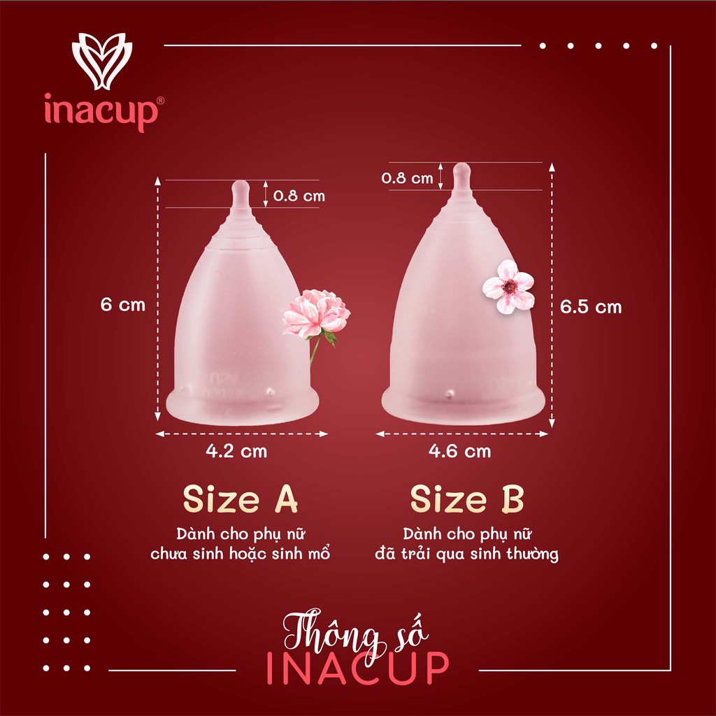 Combo 2 cốc nguyệt san Inacup size bất kỳ