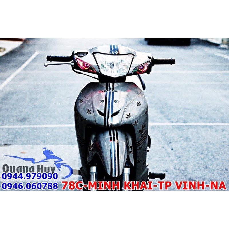 Tem trùm Wave 110 adidas xám, độ team dán phủ decal xe máy giá rẻ đẹp