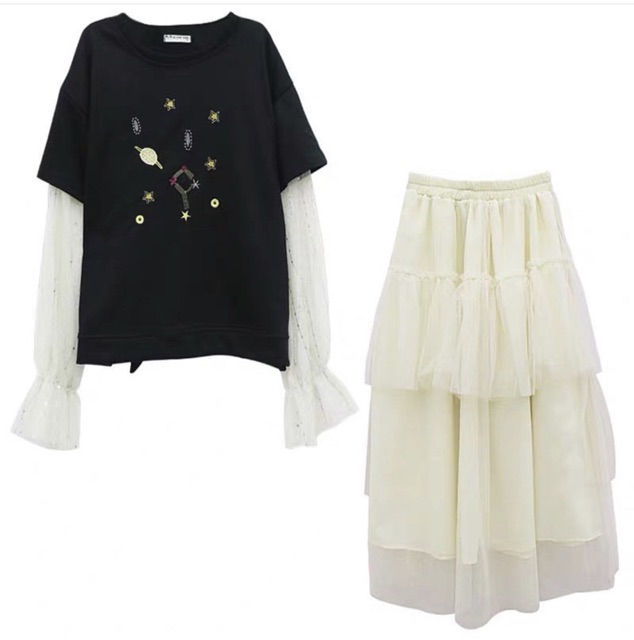 Áo và chân váy voan ulzzang | BigBuy360 - bigbuy360.vn