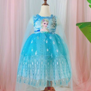 Váy công chúa Elsa hàng VN cao cấp 2 tầng kèm choàng cho bé 9-23ki