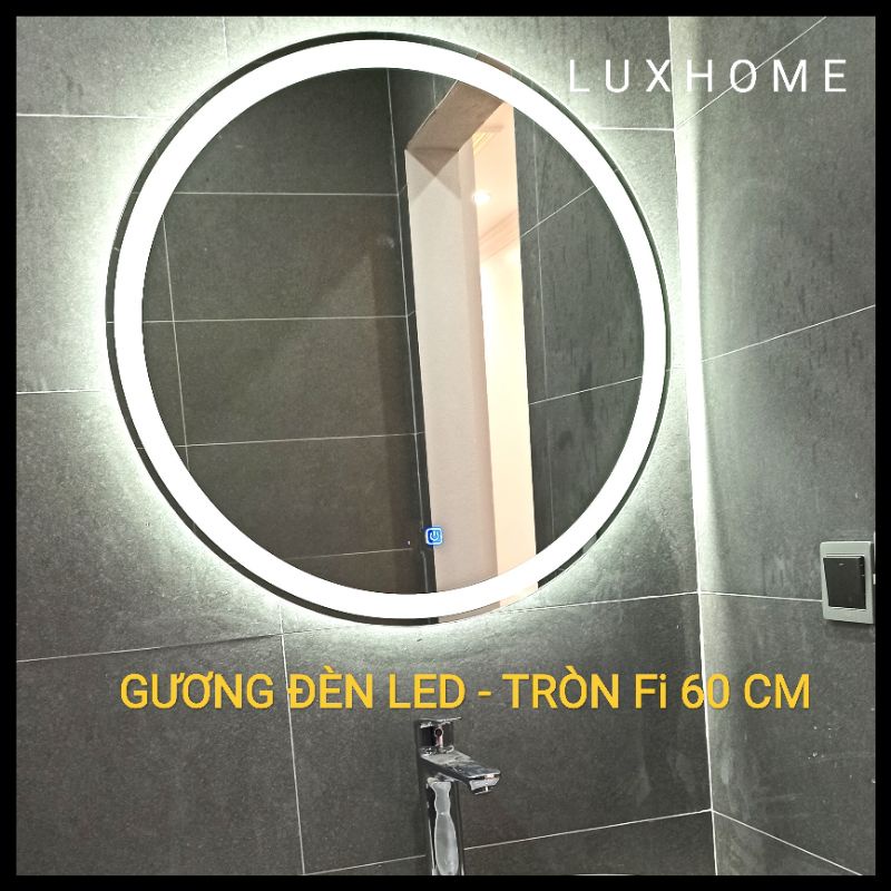 Gương Treo Tường LUXHOME Tròn Fi 60cm Tràn Viền - Đèn LED - Cảm Ứng  Cao Cấp, Treo bàn trang điểm, bàn lavabo nhà tắm