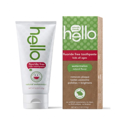 Kem đánh răng trẻ em Hello Oral Care Kids Fluoride Free and SLS Free Toothpaste, Natural Watermelon