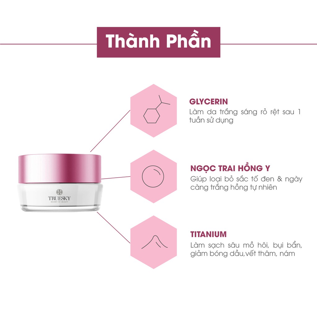 Combo phấn nước che khuyết điểm Truesky tông sáng + kem dưỡng trắng da mặt Truesky 15g