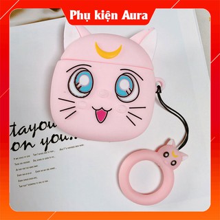 Vỏ bảo vệ tai nghe Airpods cute - Case Chất liệu Silicon - Vỏ Airpod Hình mèo mặt trăng dễ thương - Phukienaura
