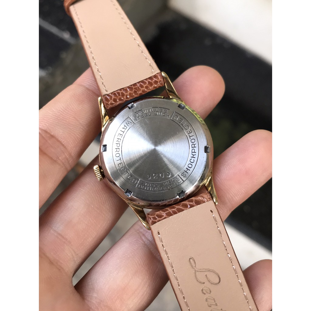 Đồng hồ nam CYMA cơ cót, có kim trôi, niềng mạ vàng, thiết kế đơn giản thanh lịch, dây da - Chính hãng