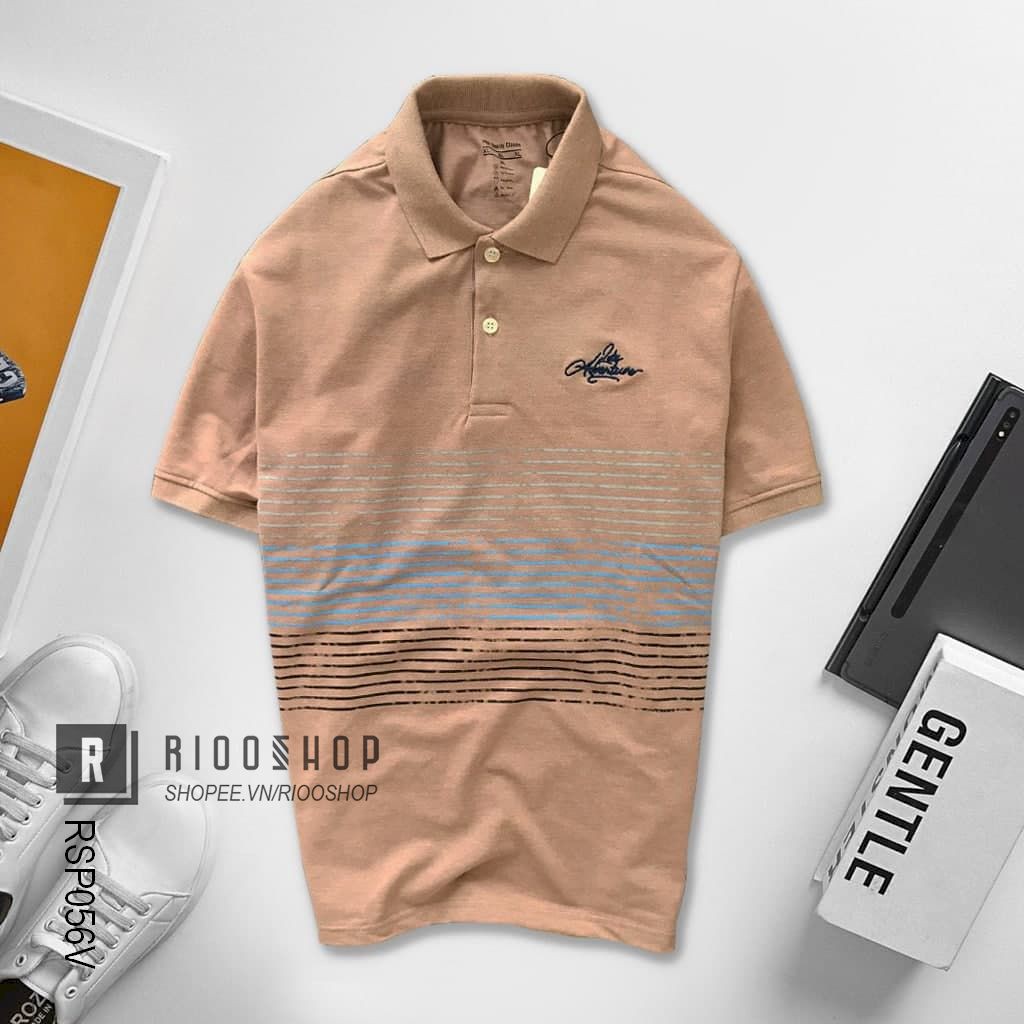 Áo thun nam polo đẹp thân phối kẻ sọc ngang Adventure RSP056AV - Áo phông nam có cổ Riooshop | BigBuy360 - bigbuy360.vn
