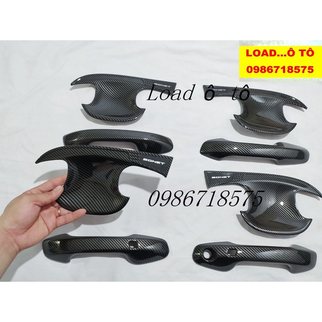 Ốp Tay Nắm Cửa Hõm Cửa Carbon Xe KIA Sonet 2022-23 Mẫu Vân Carbon Cao Cấp Loại 1
