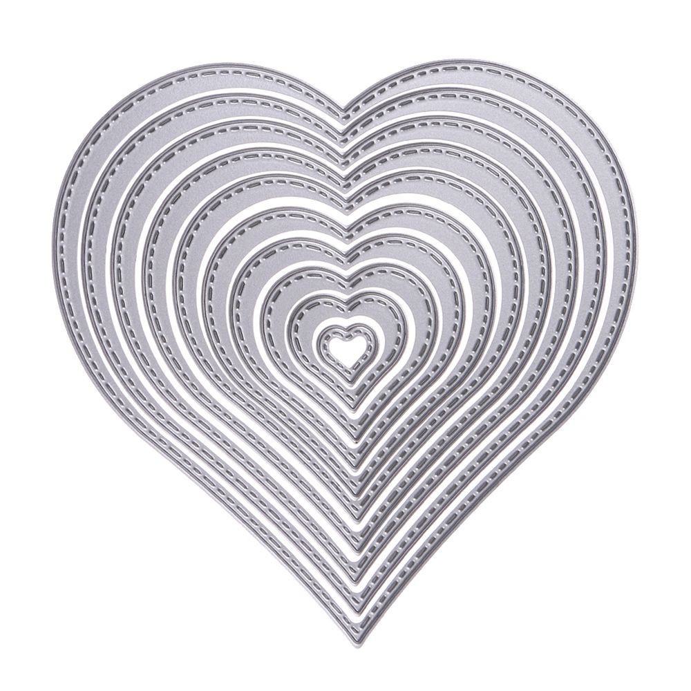 10x Khuôn dập nổi cắt giấy hình trái tim bằng kim loại sáng tạo cho làm thủ công