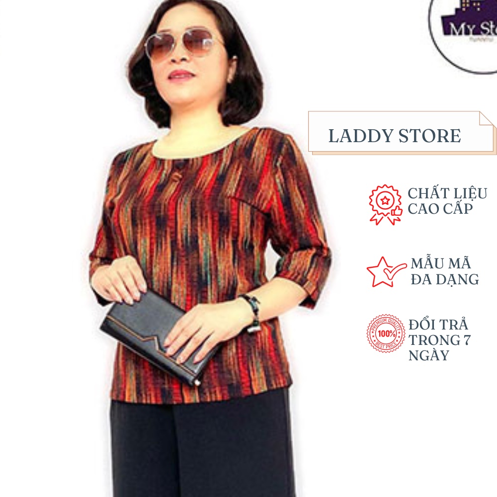 Áo Kiểu Trung Niên Tay Lỡ Chất Liệu Lụa Hàn Châu Dành Cho Các Bà các Mẹ - Laddy Store
