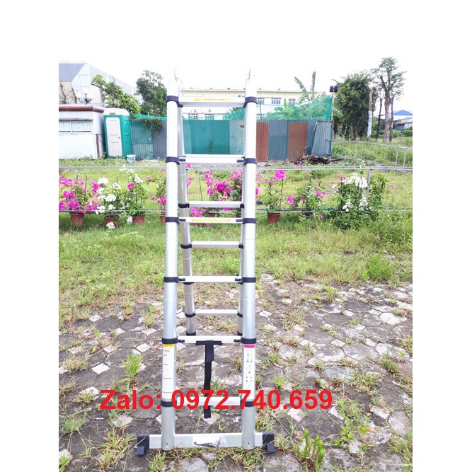 Thang nhôm rút chữ A 3.8 mét (1.9M+1.9M) - Thang LADDER - Nhật Bản loại chất lượng cao