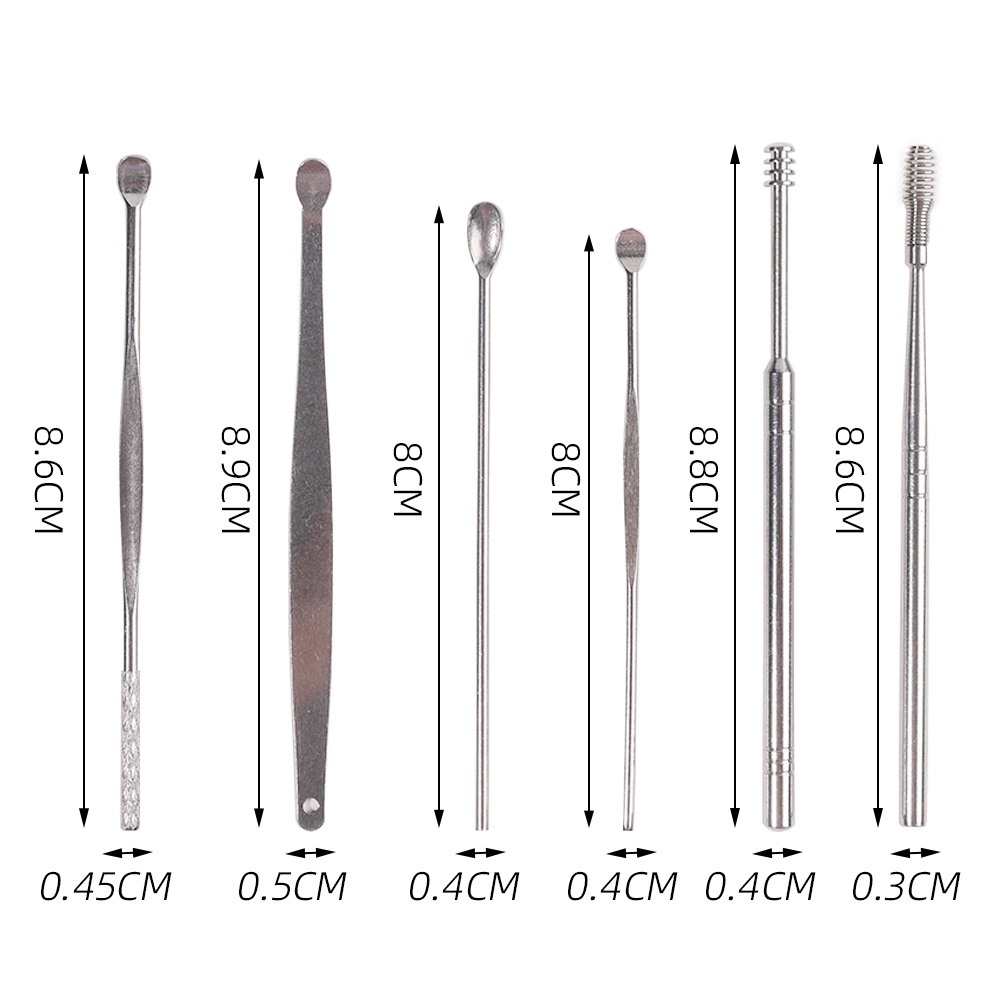 [Hàng mới về] Bộ 6 dụng cụ vệ sinh lỗ tai nhiều kiểu dáng dễ dùng đa năng