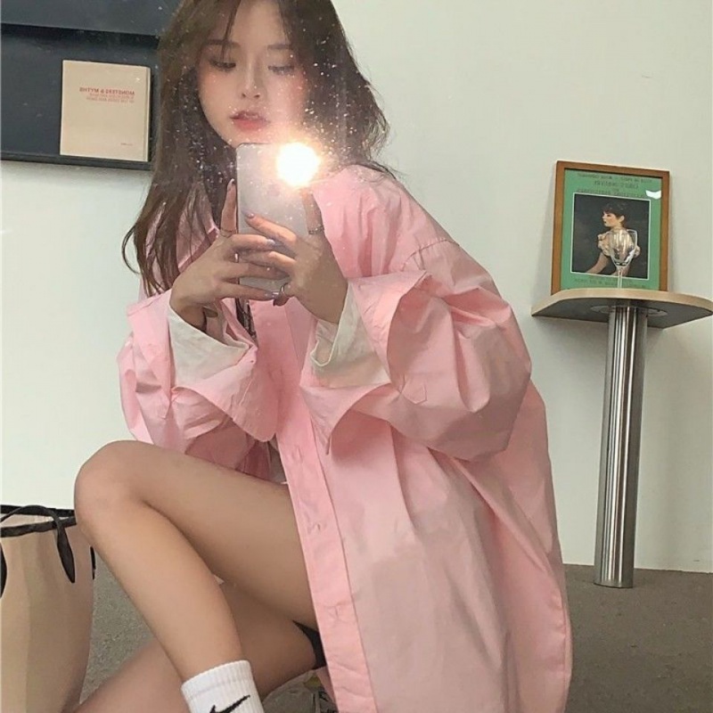 ANTUSON Áo khoác sơ mi dáng rộng thời trang xuân thu phong cách retro cho nữ