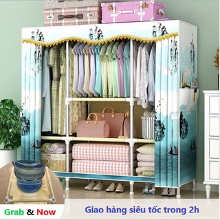 Tủ Vải tủ quần áo Khổ 85cm-1m-1m3 Khung Thép siêu lớn có bảo hành có ngăn kéo
