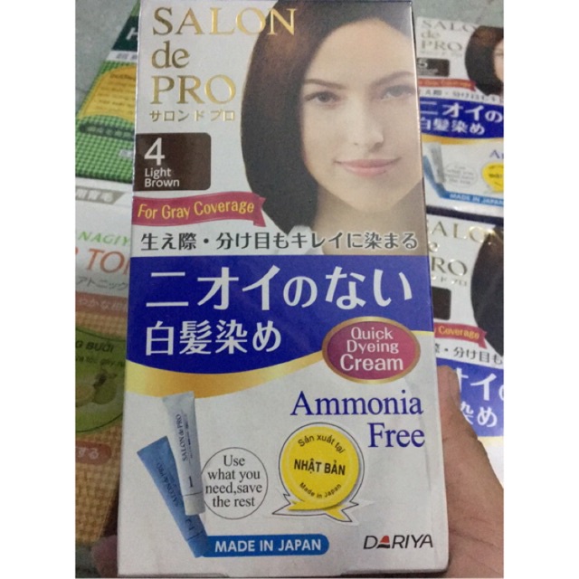 Kem nhuộm tóc cho nữ phủ bạc Nhật Bản Salon de Pro 4 (màu nâu nhạt)