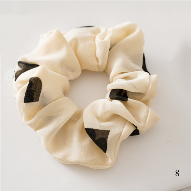 Dây buộc tóc chất liệu chiffon co dãn họa tiết hình trái tim