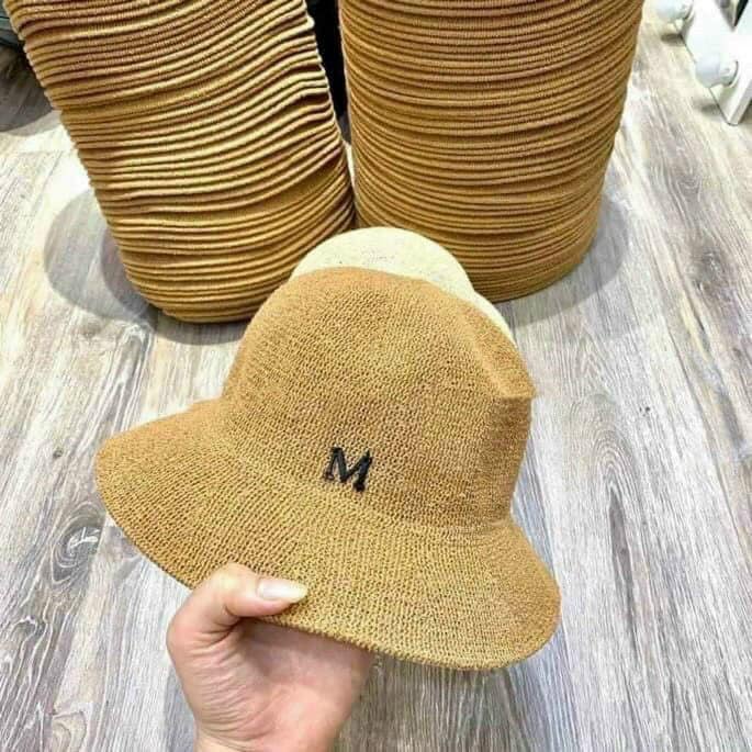 Mũ cói nón bucket chữ M đi biển dã ngoại siêu xinh