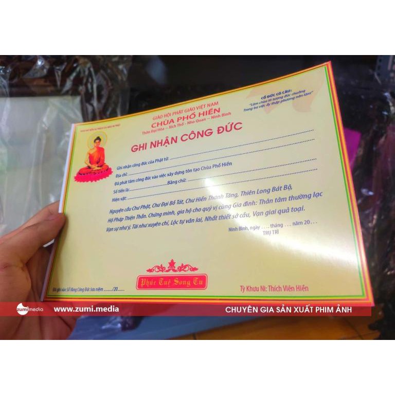 In giấy ghi nhận công đức cho Chùa, loại tốt ko phai màu, giấy in loại bóng cao cấp