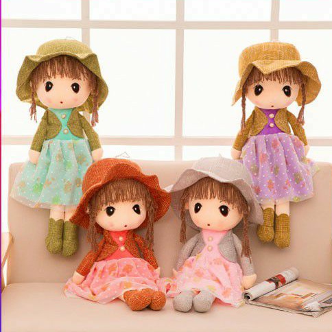 Búp Bê Chibi Nhổi Bông Đội Mũ Xinh Xắn 45cm