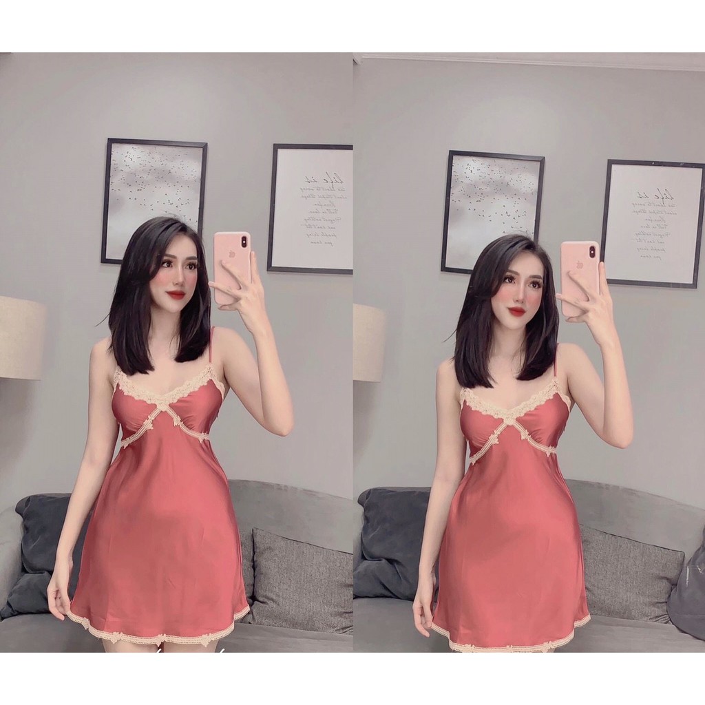 Mẫu mới 2020- Đầm ngủ lụa phối ren hàng nhập cao cấp | BigBuy360 - bigbuy360.vn
