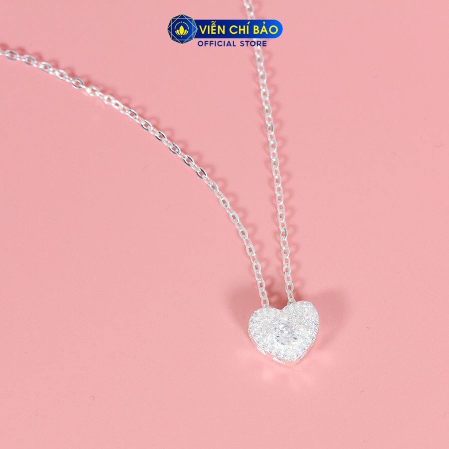 Dây chuyền bạc nữ trái tim đá full chất liệu bạc 925 thời trang phụ kiện trang sức Viễn Chí Bảo D400807