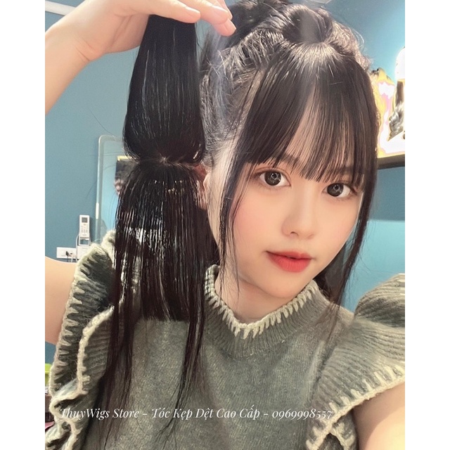 TÓC THẬT 100% Mái Thưa 4D 💕 siêu da đầu mini  💕 uốn nhuộm được fullbox