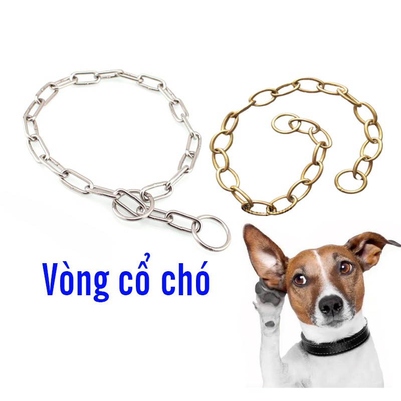 (2 loại) Vòng cổ chó kiểu dây xích bằng đồng và inox (dài 50cm) vòng cổ kỷ luật chó BH 12 tháng