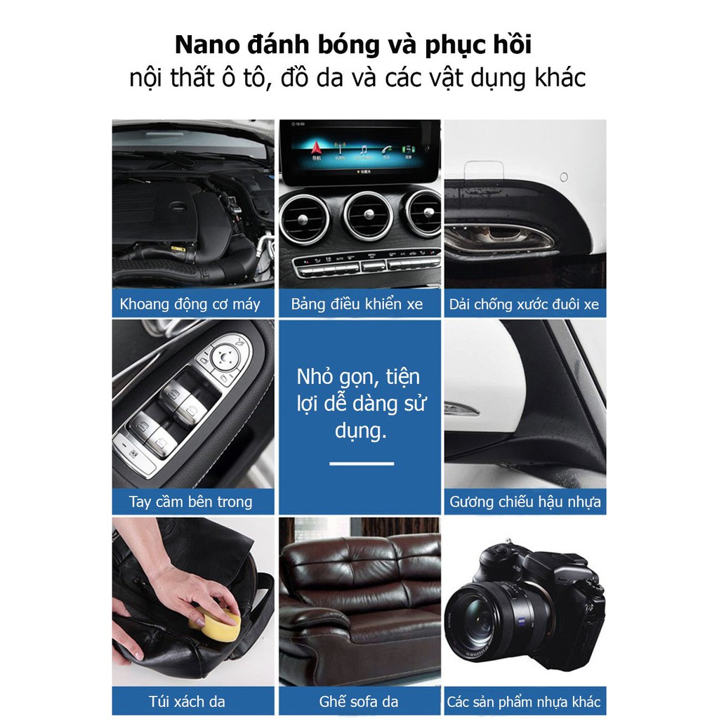 [BIGSALE] Blues Nano Korea phục hồi phủ bóng - Nhựa nhám, ghế da, tablo cho ô tô