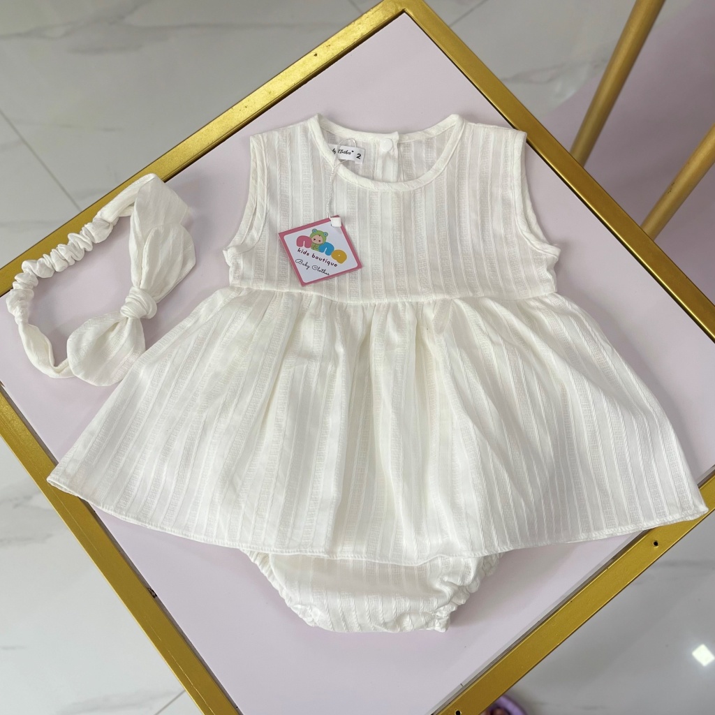 Body váy cho bé gái NAU Baby Closet Đầm sơ sinh bé gái đầy tháng Kèm băng đô Size 3kg đến 13kg Hàng thiết kế loại 1