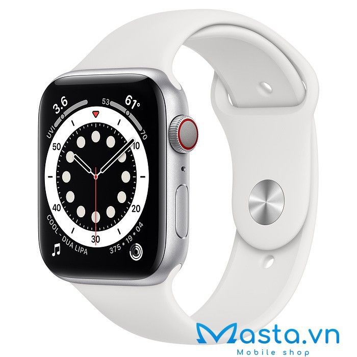 [TRẢ GÓP 0%] Đồng Hồ Apple Watch Series 6 44mm - Viền nhôm trắng, dây Sport Band Trắng (LTE) - M09D3
