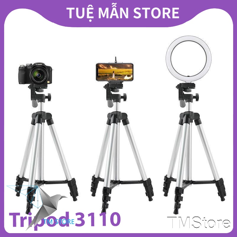 Gậy 3 chân chụp hình máy ảnh, điện thoại Tripod TF - 3110, Tripod chụp ảnh livetream, Chân đế điện thoại quay tiktok