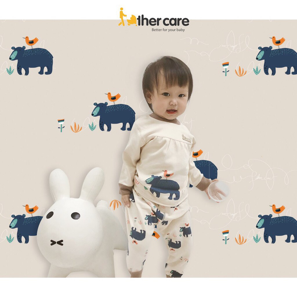 Xả kho bộ quần áo trẻ em fathercare nhún ngực nỉ dài tay - hình gấu trơn - - ảnh sản phẩm 8