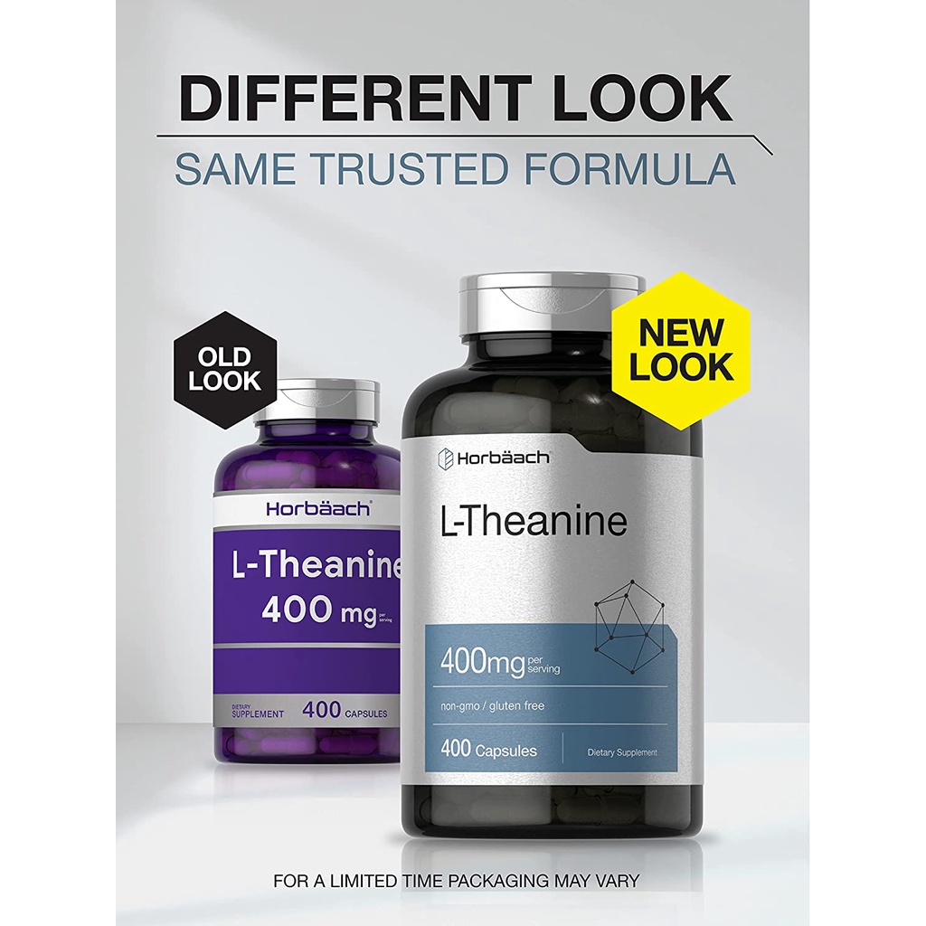 Horbaach L-Theanine 400mg - Viên uống giảm stress, giảm căng thẳng, hỗ trợ tim mạch 400 viên
