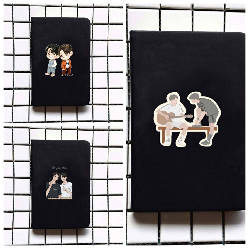 Sổ da cầm tay A6 in hình BRIGHTWIN 2gether BL Thái Lan anime chibi ghi chép tiện lợi đi học