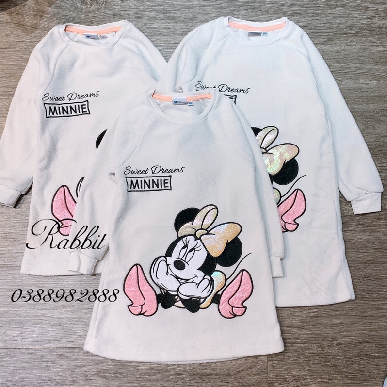 Váy nỉ bông Minnie trắng ngà