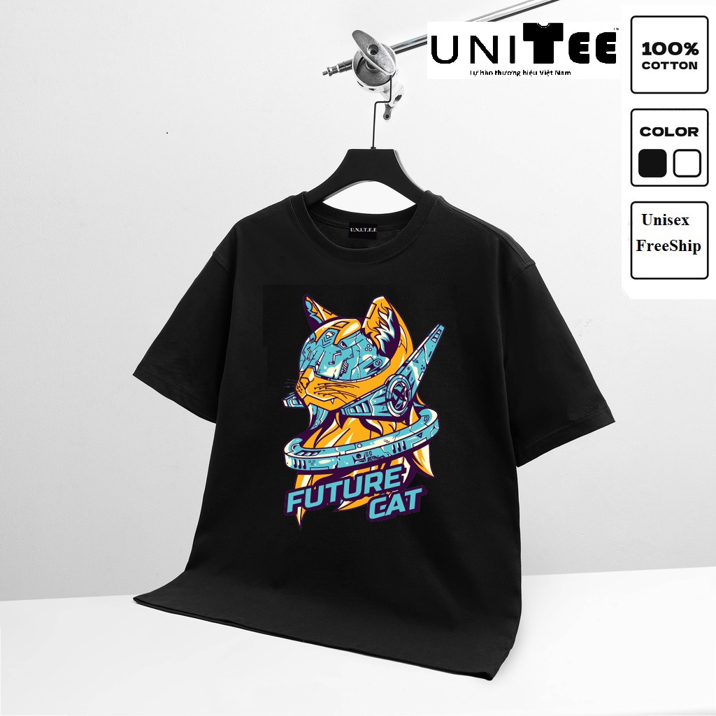 Áo thun tay lỡ Form rộng UT561 ❤️ UniTee ❤️ Áo phông Unisex, nam,  nữ, 45 - 60kg, 2 màu đen trắng, in hình Future Cat | BigBuy360 - bigbuy360.vn