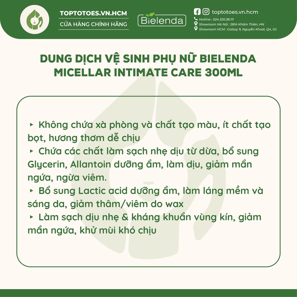 Dung dịch vệ sinh phụ nữ Bielenda Micellar Intimate Care dịu nhẹ, ngừa viêm