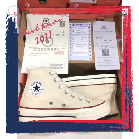 Converse_Cổ Cao Trắng Kem ,Giày Thể Thao Nam Nữ Bản Đẹp Nhất Năm 2021