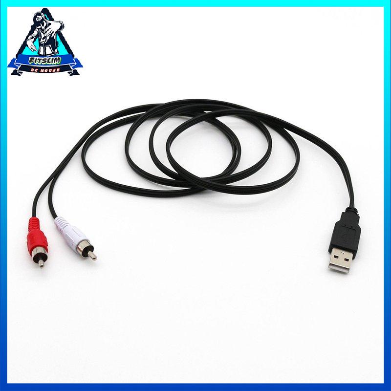 [Fitslim] USB A Male To 2X RCA Phono Male AV Cable Lead PC TV Aux Audio Video Adapter