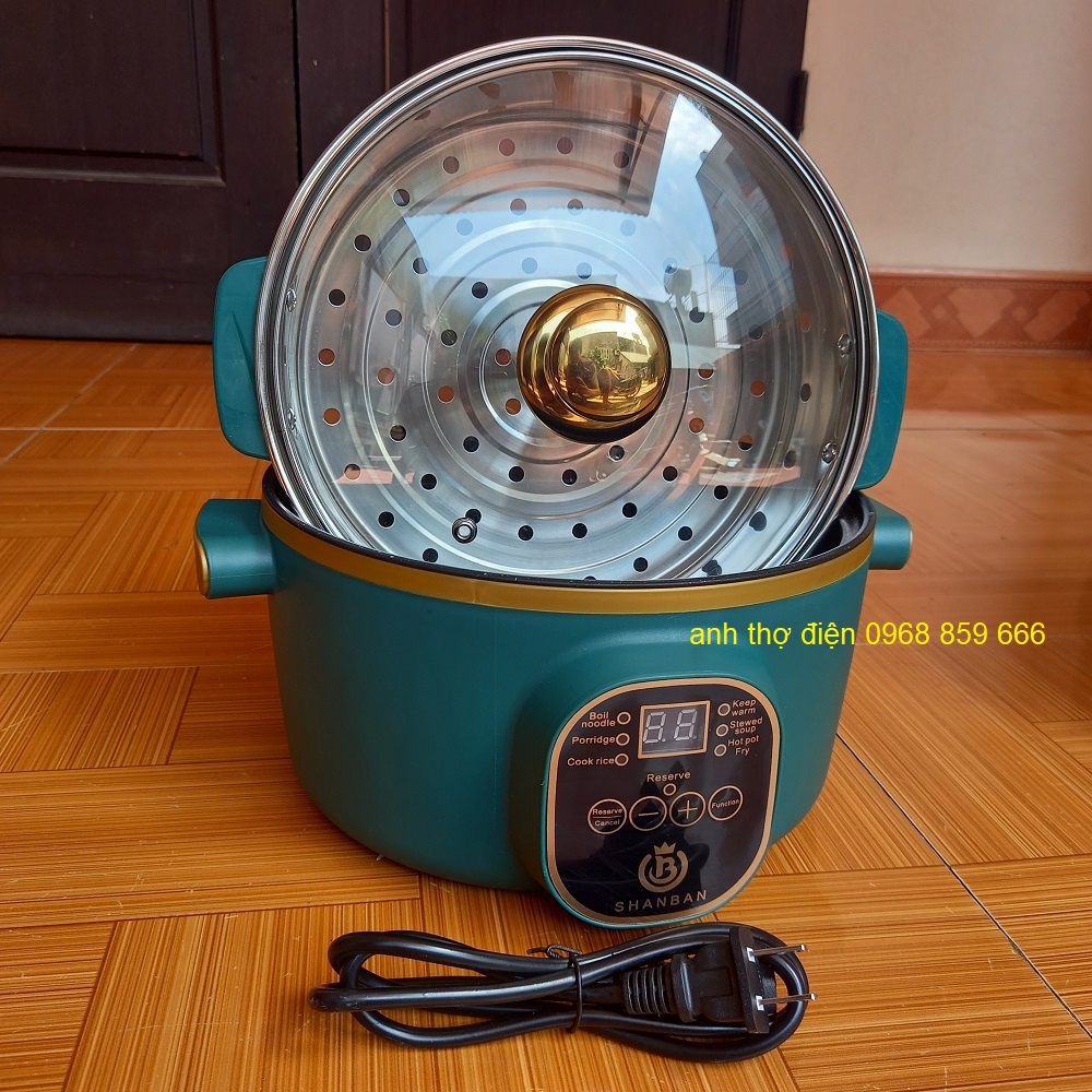 Nồi lẩu đa năng Electric Cooker 24 cm kèm lồng hấp - Lẩu, Chiên, Xào, Rán, Hấp