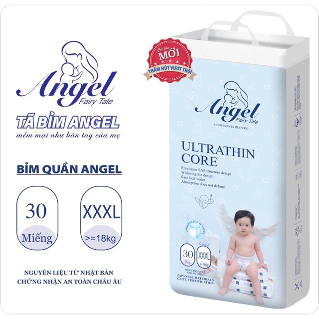 Bỉm quần Angel cho bé đủ size M40, L38, XL36, XXL34 (Hàng chuẩn) Bin Shop