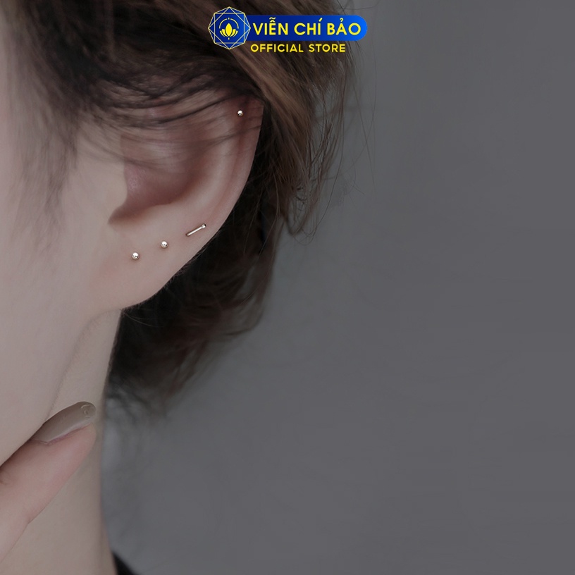 Khuyên tai bạc giữ lỗ unisex hình bi tròn nhỏ chất liệu bạc S925 thời trang phụ kiện trang sức nữ Viễn Chí Bảo B400183